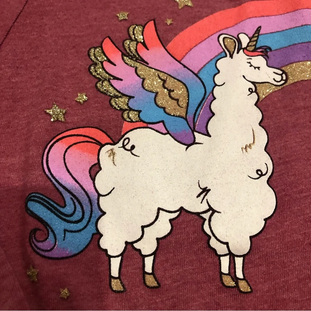 The Children’s Place Unicorn and Llama long sleeve tees Size Med 7/8